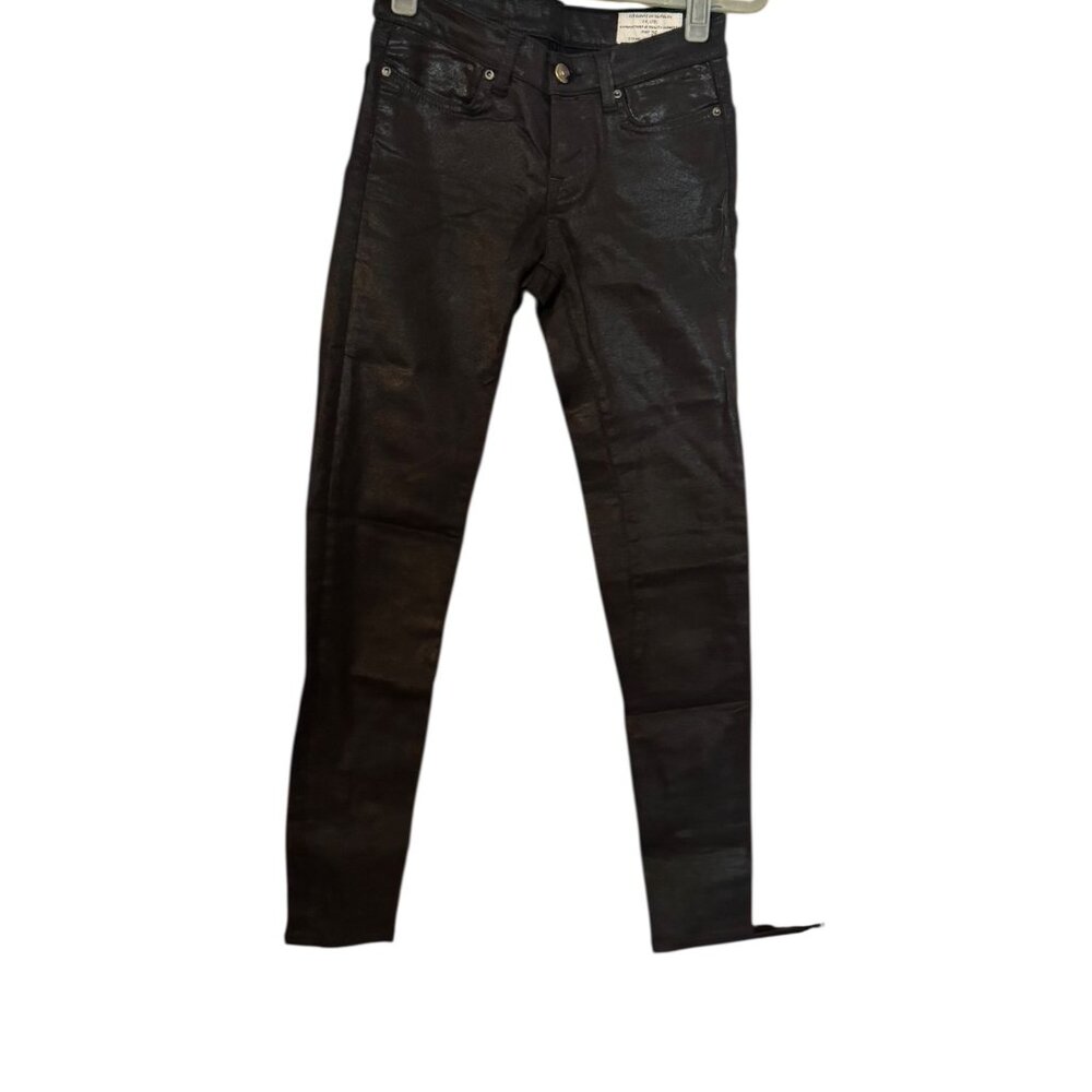 AllSaints Womens Black Coated Skinny Jeans Size 28